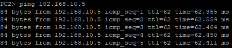 Ping from PC2 to PC1
